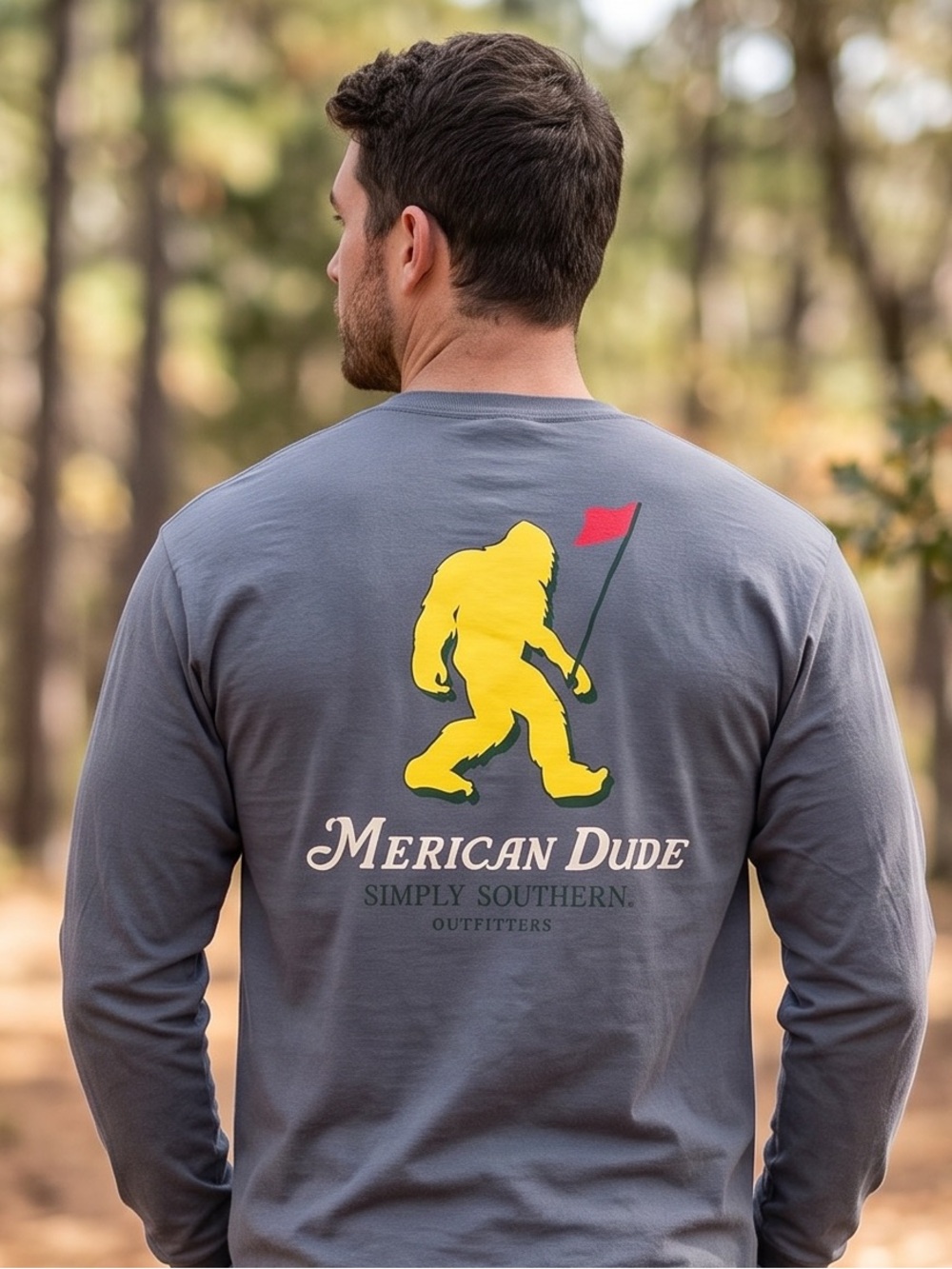 Simply Southern ‘Merican Dude Sasquatch Bigfoot Golf Masters LS Tee T Shirt XL